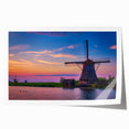 Extra large rolled print of a Dutch landscape with vivid floral elements in soft pastel colors, ideal for dining room decor.