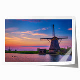Extra large rolled print of a Dutch landscape with vivid floral elements in soft pastel colors, ideal for dining room decor.