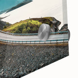 Large abstract depiction of a Norwegian landscape in muted earth tones on acrylic glass, suitable for dining room art.