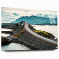 Acrylic glass print of a serene Norwegian landscape, with muted earth tones, ideal for bedroom or dining room decor.