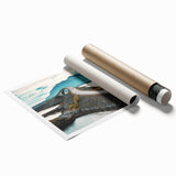 Extra large rolled print of a Norwegian landscape with vibrant greenery and a fjord.