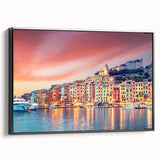Black and white vintage poster art of Porto landscape on framed canvas, suited for bedroom decor.