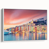 Vintage poster art of Porto, Portugal featuring colorful art on extra large framed canvas, ideal for living room decor.