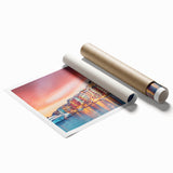 Extra large rolled print of Porto, Portugal scenery with floral elements in pastel shades.