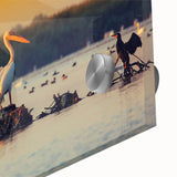 Large abstract wall art depicting a Romanian landscape in muted earth tones on acrylic glass, suitable for dining room decor.