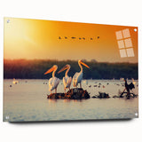 Acrylic print of a Romanian landscape in muted greens and blues, suitable for dining room decor.