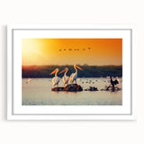 Textured abstract art print of a Romanian landscape in muted earth tones on a framed white mat, suitable for bedroom decor.