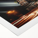 Art deco poster of Moscow skyline in muted metallic tones on rolled canvas, suitable for dining room decor.
