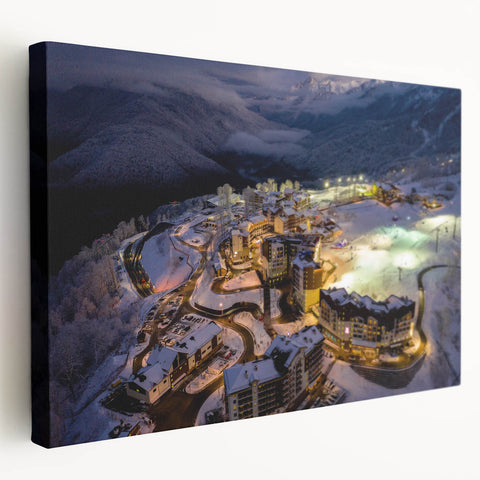 Large canvas print of Sochi, Russia, featuring vibrant sunset hues, ideal for kitchen wall art.