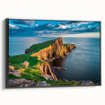 Black and white wall art featuring a vintage landscape painting of Scotland, framed canvas, suitable for bedroom decor.