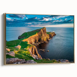 Framed canvas depicting a vintage-style Scottish landscape in muted earth tones, ideal for bedroom wall décor.