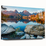 Large abstract wall art depicting a European scenery in Slovakia on acrylic glass, suitable for bedroom or dining room decor.