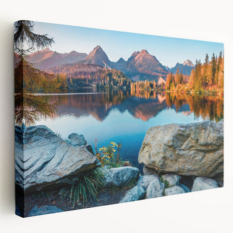 Large canvas print of a European village with muted earth tones, ideal for kitchen wall decor.