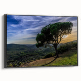 Black and white landscape art painting of Andalucia on framed canvas, ideal for bedroom wall art.