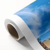 Art deco poster of Barcelona skyline in pastel shades on rolled canvas, ideal for nursery wall art.