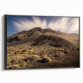 Black and white framed canvas of a vintage European landscape, ideal for bedroom wall decor.