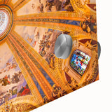 Large abstract wall art of Madrid scenery in muted earth tones on acrylic glass, suitable for dining room decor.