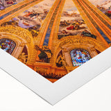 Art deco poster featuring Madrid scenery in muted brown and beige tones on rolled canvas, suitable for dining room wall art.