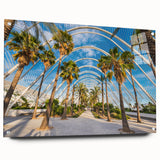 Acrylic print of a large abstract depiction of Valencia, Spain in vibrant hues, ideal for dining room decor.