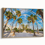 Framed canvas depicting a vintage-style landscape of Valencia with muted gold and black tones, ideal for bedroom wall art.