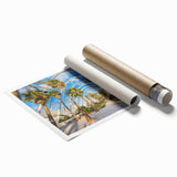Extra large rolled print of Valencia scenery with vibrant floral elements, ideal for classy bathroom wall art.