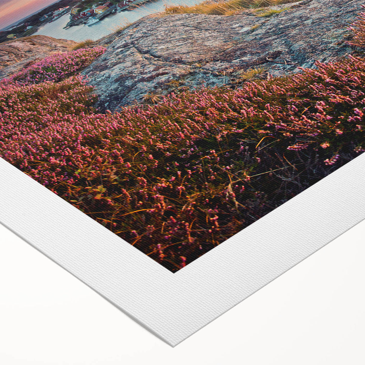 Art deco poster featuring a scenic view of a Swedish landscape on rolled canvas, suitable for dining room wall art.