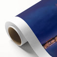 Art deco poster of Geneva with muted blue and tan palette on rolled canvas, ideal for nursery wall art or dining room.
