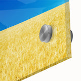 Large abstract wall art depicting a European scenery on acrylic glass, in muted earth tones, ideal for dining room art.