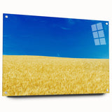 Large abstract wall art depicting a European scenery in muted earth tones, acrylic print ideal for dining room decor.