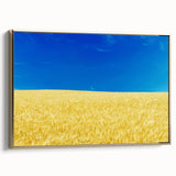 Framed canvas of a vintage-style Ukrainian landscape in muted gold and black tones, ideal for bedroom wall art.