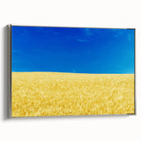 Framed canvas of a vintage-style landscape painting depicting a colorful Ukrainian scenery, ideal for living room decor.