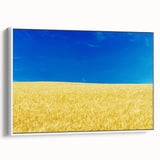 Vintage poster art of a scenic European landscape in vibrant colors on a large framed canvas, ideal for living room decor.