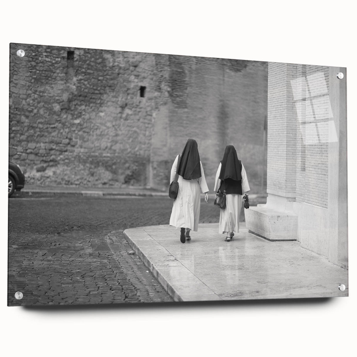 Acrylic print of the Vatican scenery in muted earth tones, ideal for dining room decor.