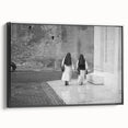 Black and white framed canvas of the Vatican landscape, ideal for bedroom wall decor, featuring vintage poster art style.