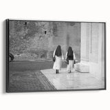 Black and white framed canvas of the Vatican landscape, ideal for bedroom wall decor, featuring vintage poster art style.