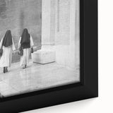 Extra large framed canvas of a textured, colorful depiction of the Vatican, in a black frame, suitable for living room decor.