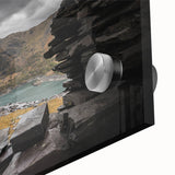 Large abstract wall art depicting a scenic Welsh landscape in mid-century modernist style on acrylic glass.