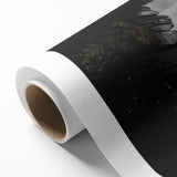 Art Deco poster of a Welsh landscape on rolled canvas, featuring muted green and brown tones, ideal for nursery wall art.