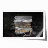 Extra large rolled print of a Welsh landscape with vibrant green fields and floral elements, ideal for art wall dining room.