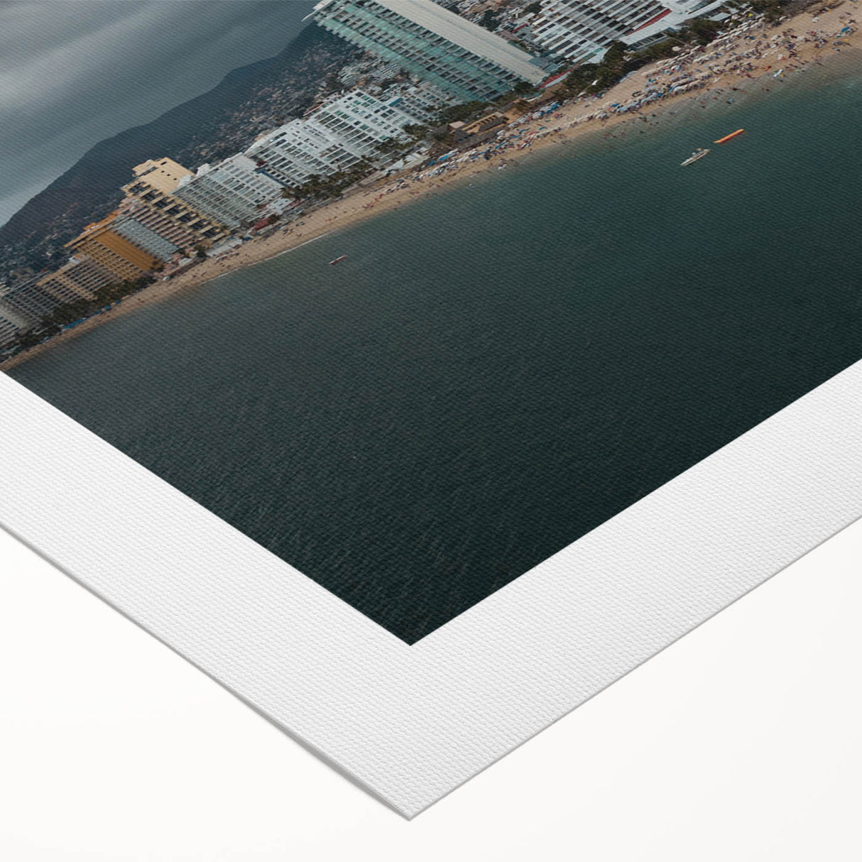 Art deco poster of Acapulco scenery in vibrant sunset colors on rolled canvas, suitable for dining room wall art.