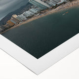 Art deco poster of Acapulco scenery in vibrant sunset colors on rolled canvas, suitable for dining room wall art.