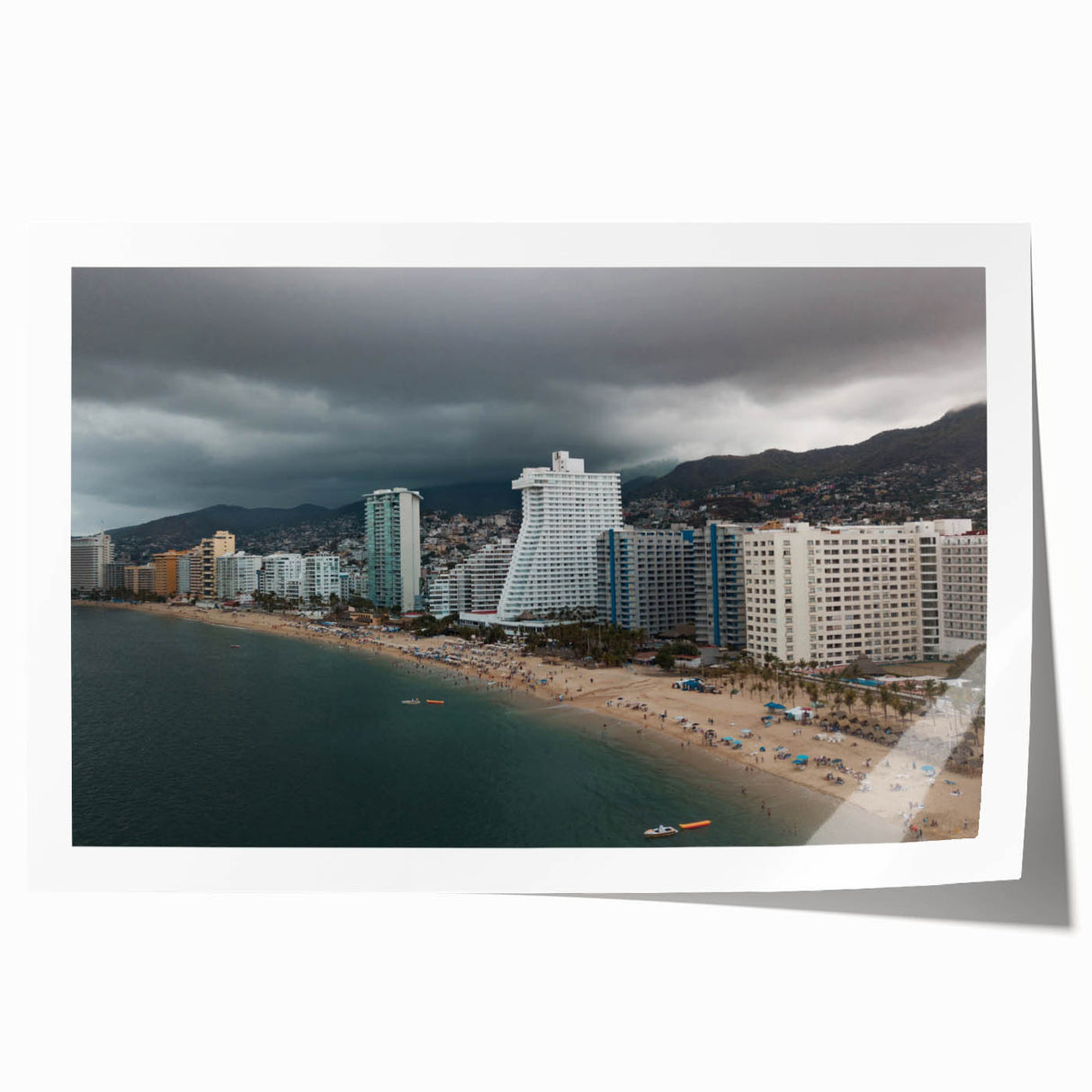 Extra large rolled print featuring Acapulco scenery with vibrant floral elements, ideal for art wall dining room.