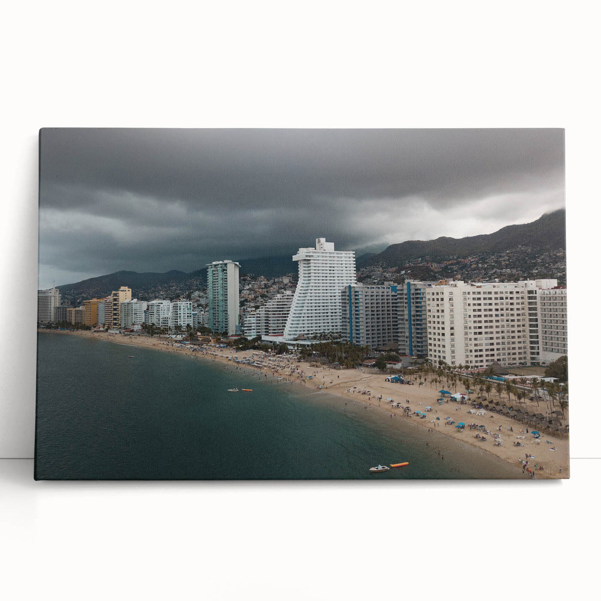 Black and white stretched canvas of Acapulco scenery, ideal for kitchen wall art or bedroom ambiance.