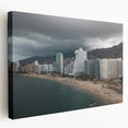 Side view of a stretched canvas featuring a vibrant Acapulco scenery, ideal for kitchen wall art.