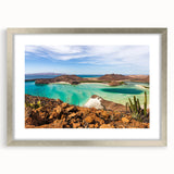 Textured abstract art print depicting the rugged landscapes of Baja California in earthy tones, framed in silver.