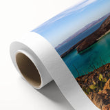 Art Deco style poster of Baja California scenery in pastel colors on rolled canvas, ideal for nursery wall art.