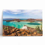 Large black and white stretched canvas of Baja California scenery, ideal for kitchen wall art or bedroom decor.
