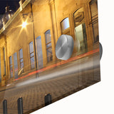 Large abstract wall art of Mexico City in mid-century modernist style on acrylic glass, featuring muted earth tones.