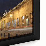 Extra large framed canvas featuring a textured depiction of Mexico City in vibrant colors on a black background.