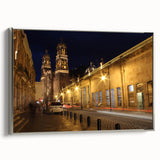 Framed canvas of a vintage-style Mexico City landscape painting with vibrant, colorful details.